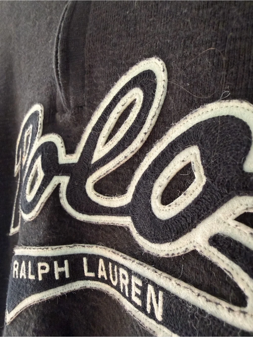 Polo by Ralph Lauren Black Quarter Zip Sweatshirt with White Logo Spellout XXL